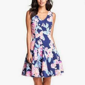 LILLY PULITZER Floral Navy Pom Fit Flare Dress 2